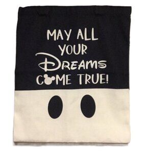 DISNEY May all your Dreams Come True Black and White Tote Bag 11.8 × 15.7 inches